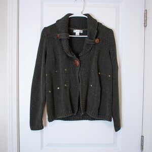 Lagenlook Knit Cardigan Grommet Detail Cottagecore Sweater | Soft Autumn